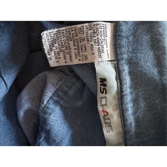 Ms Chaus women’s 90s vintage long sleeve denim blue jean collared dress midi lar - Picture 5 of 5